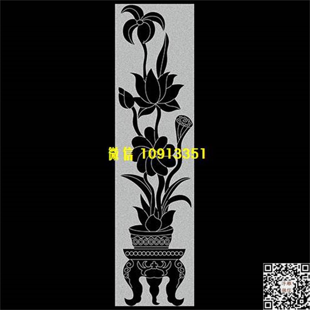 精雕图157荷花矢量图精雕图线雕图线条图单线铣底图_电脑雕刻plt文泰矢量图精雕图浮雕图